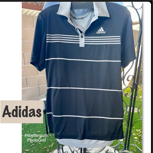 adidas Other - New Adidas Climalite Men Block Black Stripe Polo Shirt SM